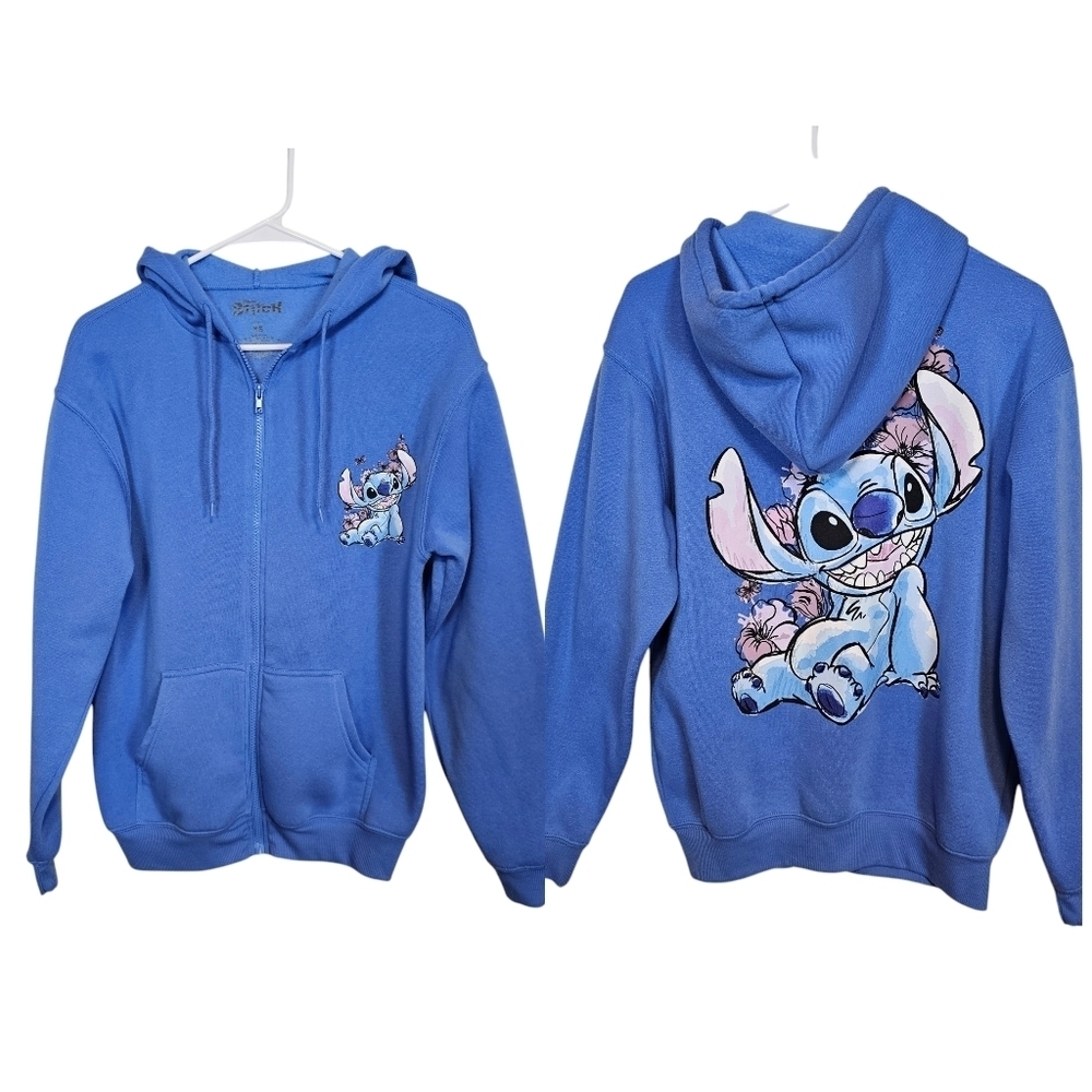 Lilo & Stitch Disney Zip-Up Hoodie Sweater Jacket Grapic Floral